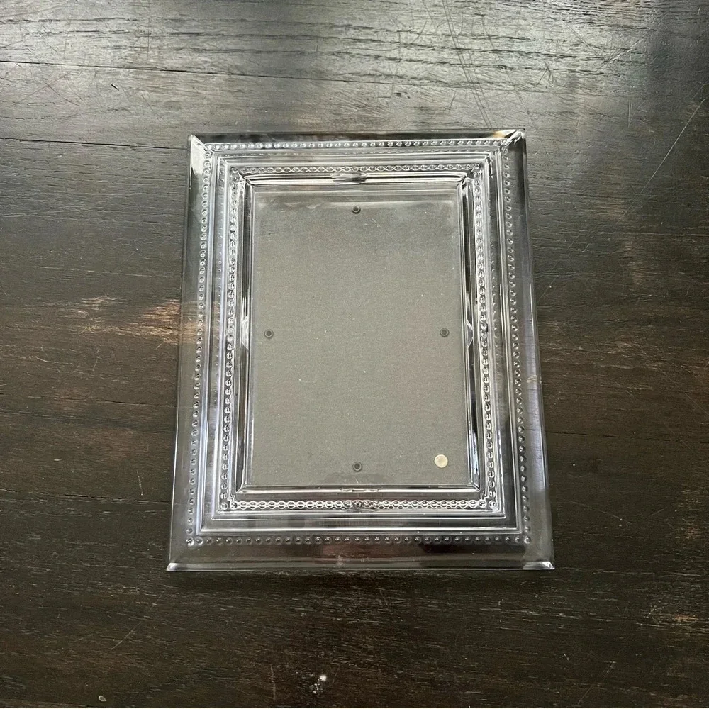 Vintage Rogaska Pearl Beaded Edge Crystal Picture Frame 5x7 Wedding Shower Gift